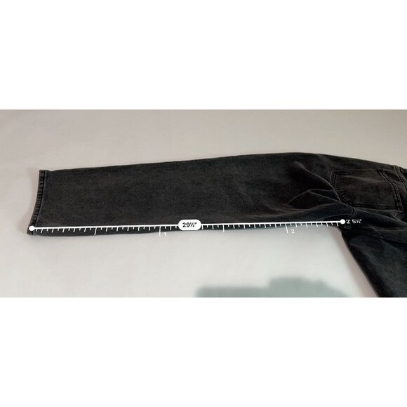 Princess Polly Holly Asymmetric Straight Leg Jeans in Black Denim - Picture 5 of 7